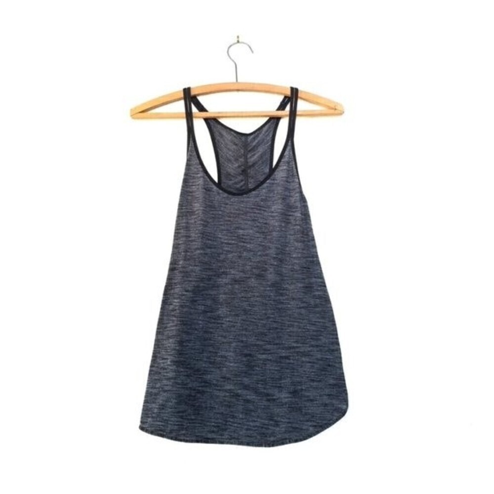 LULULEMON What The Sport Ruched Racer Back Singlet Tank Top in Gray Black Medium